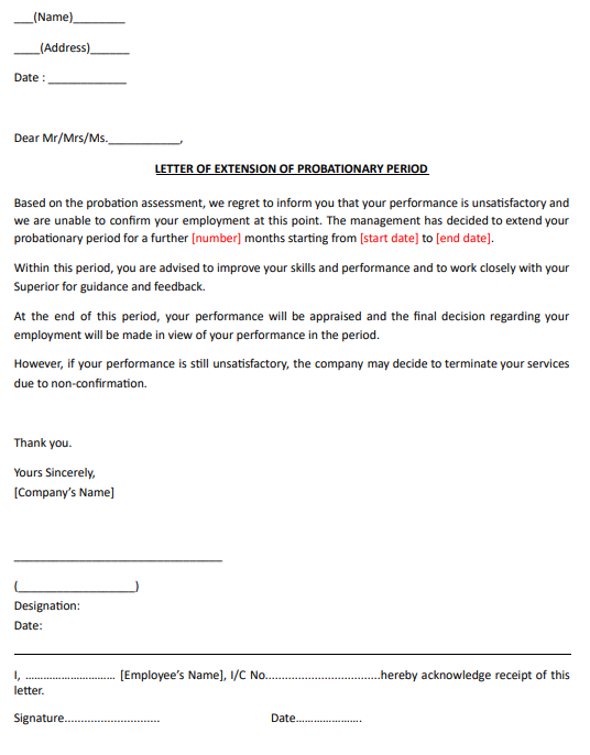 probation extension letter