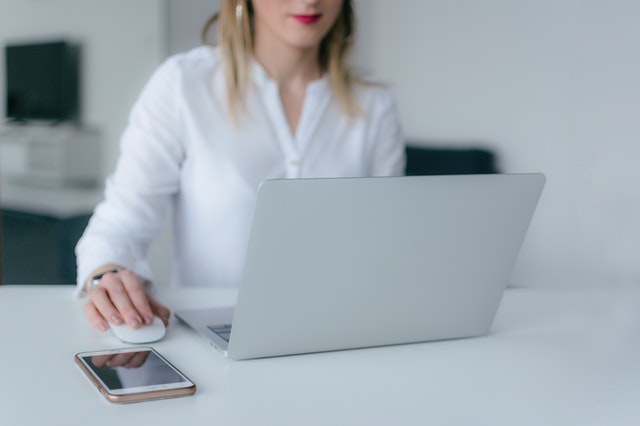 woman using laptop