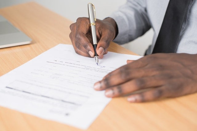 person writing form