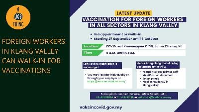 Cover image for Walk-in Vaccinations Allowed for Foreign Workers in Klang Valley