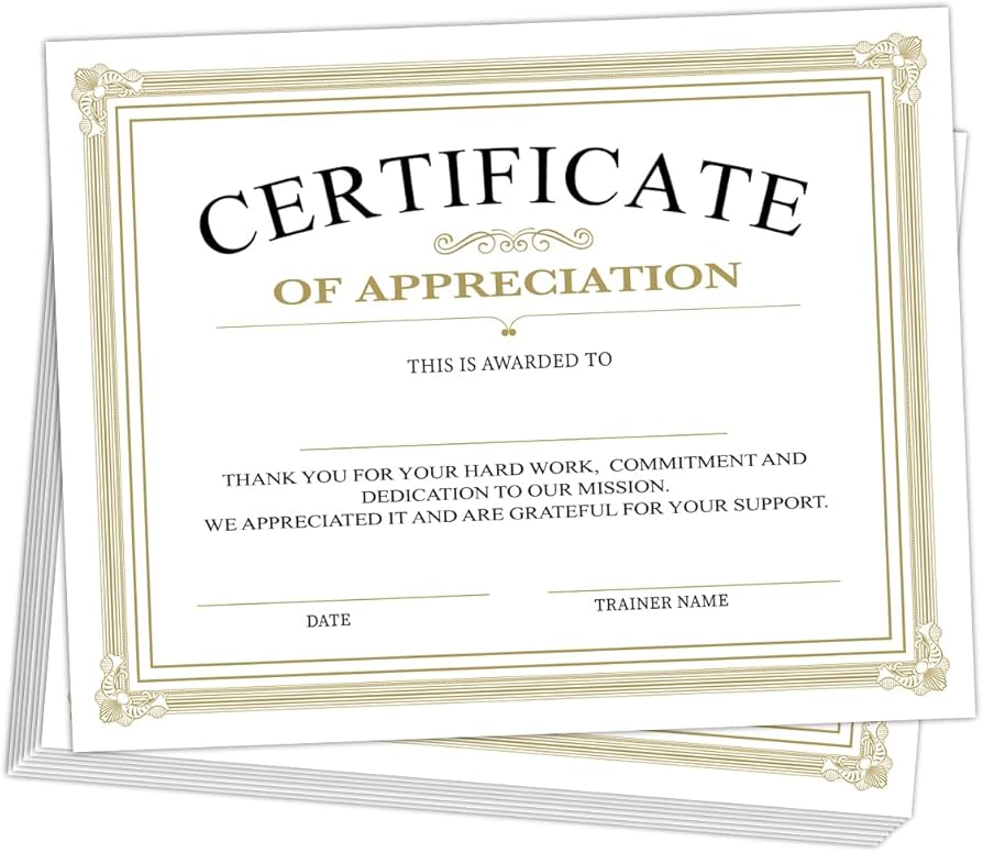 Appreciation Certificate