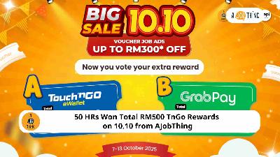 Cover image for 50 HRs Won Total RM500 TnGo Rewards on 10.10 from AJobThing