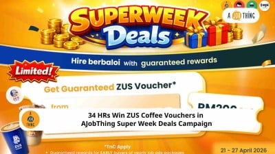Cover image for 34 HRs Win ZUS Coffee Vouchers in AJobThing Super Week Deals Campaign